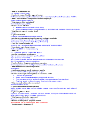 Pharm Review Exam 2 - Lecture notes - PHARM II – Review Exam 2 1 ...