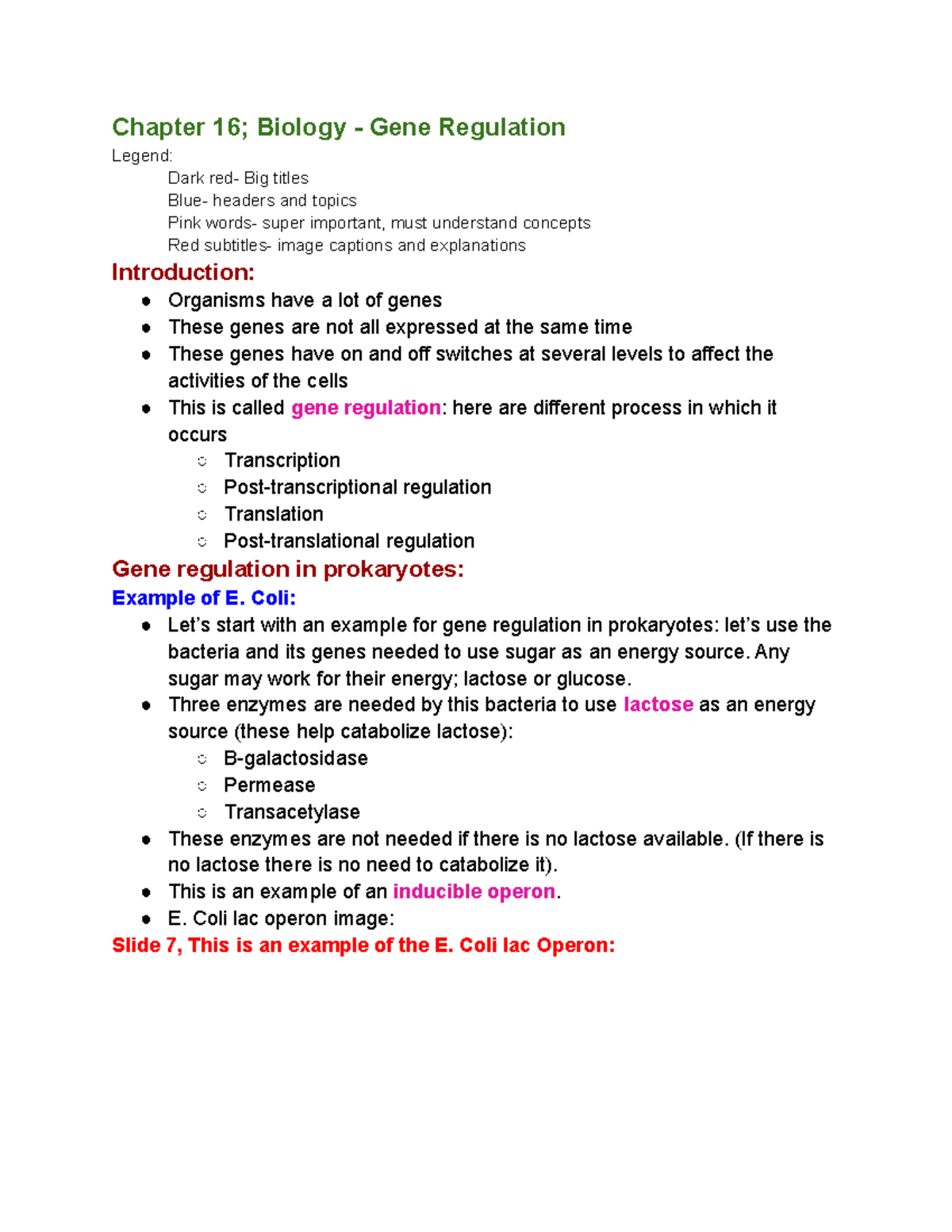 Chapter 16; Biology - Gene Regulation - Chapter 16; Biology - Gene ...