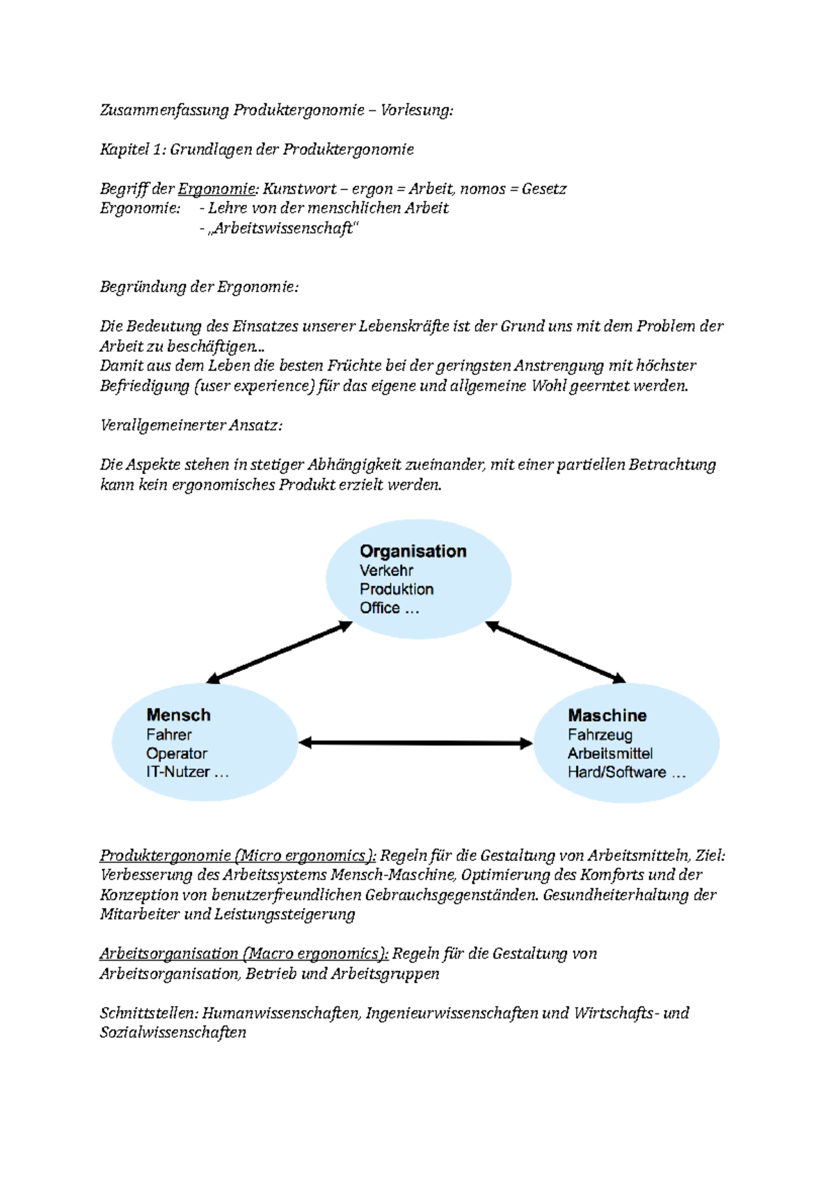 Zusammenfassung Produktergonomie – Vorlesung - Zusammenfassung ...