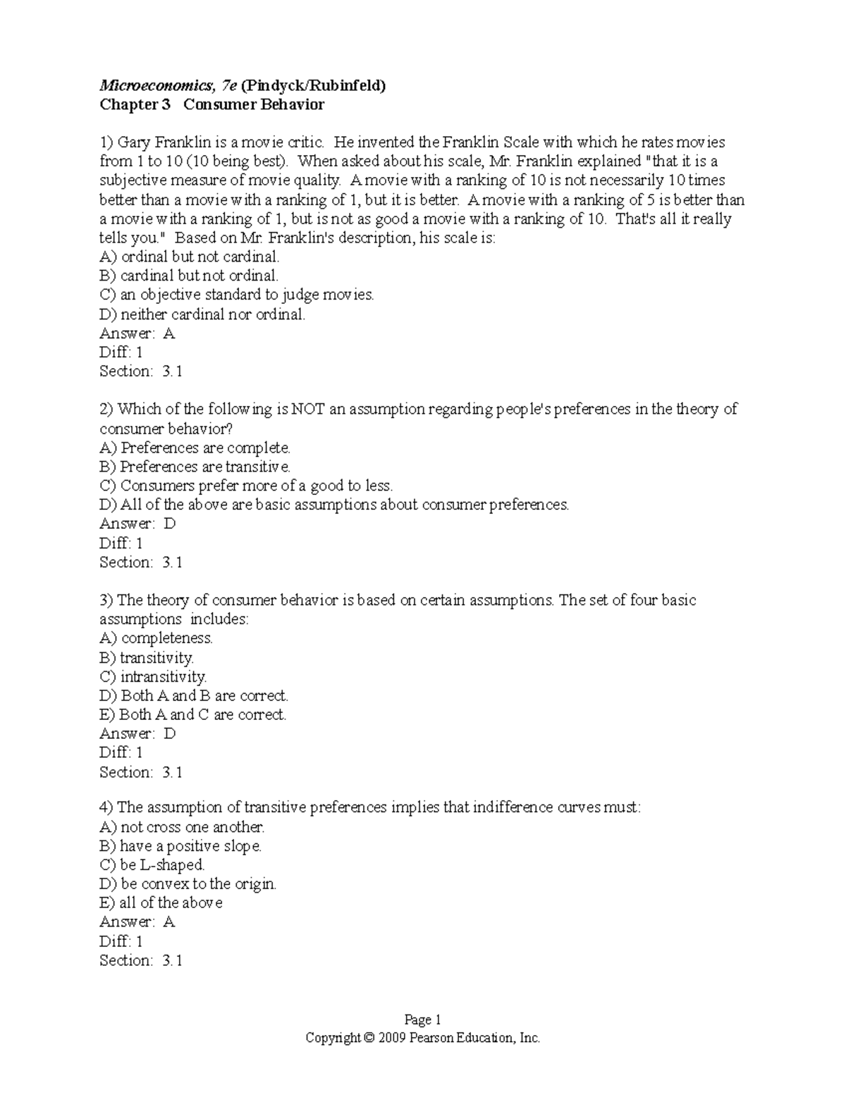 Chapter 03 microeconomics question bank with answers mcq type short and