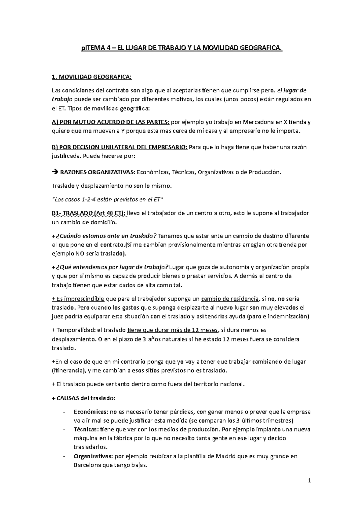 Tema 4 La Movilidad Geografica Pltema 4 El Lugar De Trabajo Y La Movilidad Geografica 1 4498