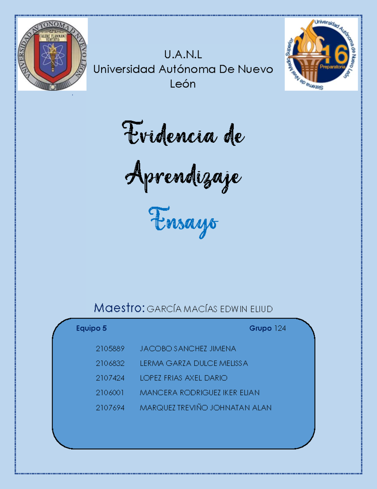 Equipo 5 EV1 LVM - Tarea - U.A.N Universidad AutÛnoma De Nuevo LeÛn ...