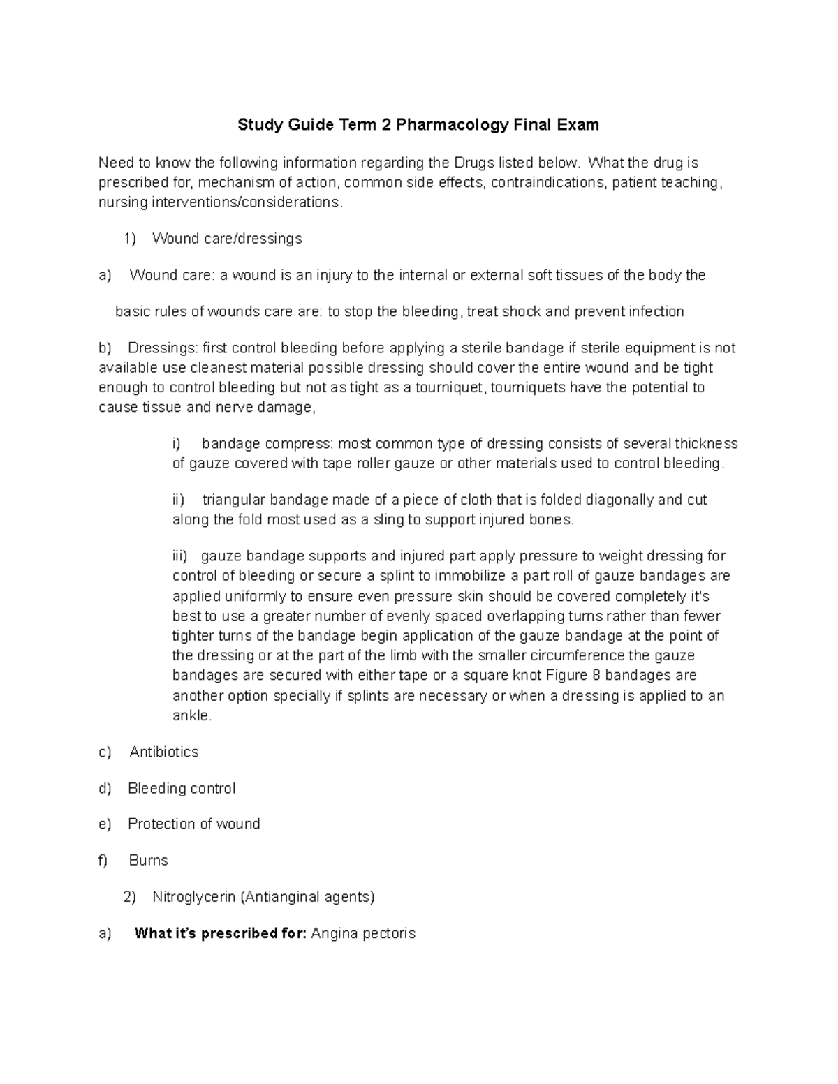Pharm study guide 2 - Study Guide Term 2 Pharmacology Final Exam Need ...