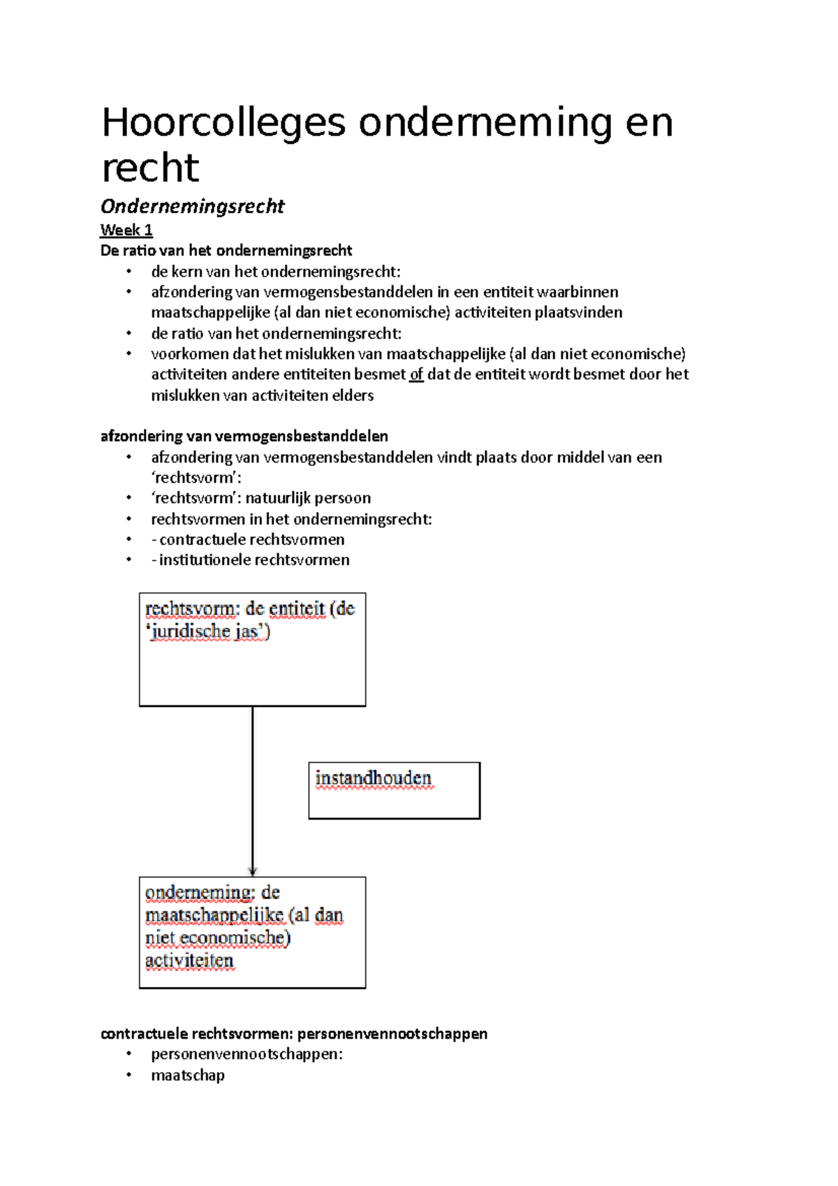 Hoorcolleges Week 1-6 O&R - Hoorcolleges Onderneming En Recht ...