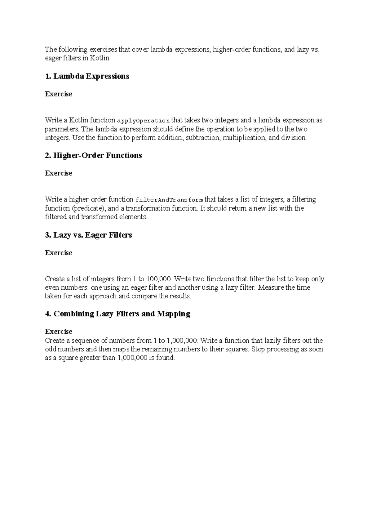 Tutorial 3 Questions - code guide - The following exercises that cover ...