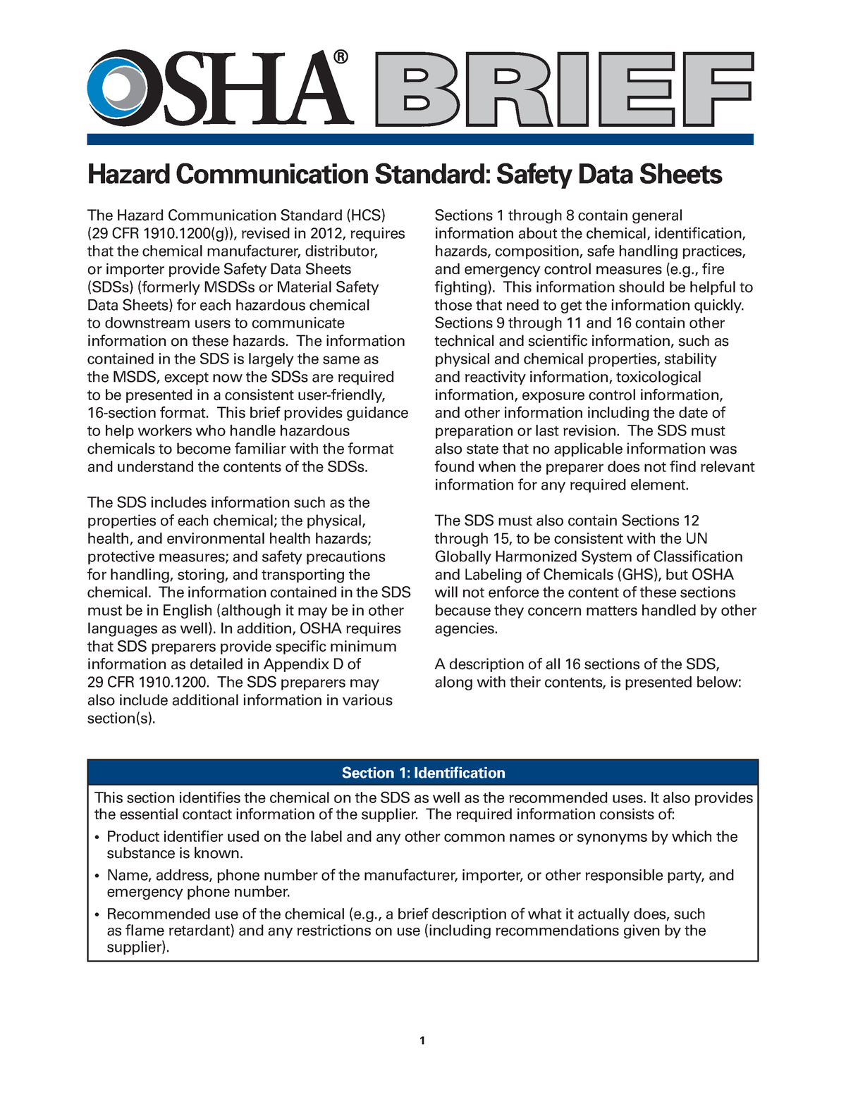 OSHA Additional - BRIEFBRIEF The Hazard Communication Standard (HCS ...