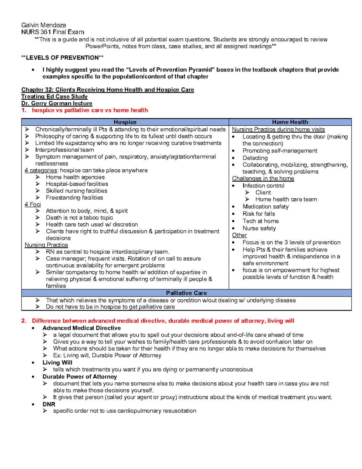 361 Final Exam Study Guide - Galvin Mendoza NURS 361 Final Exam This is ...