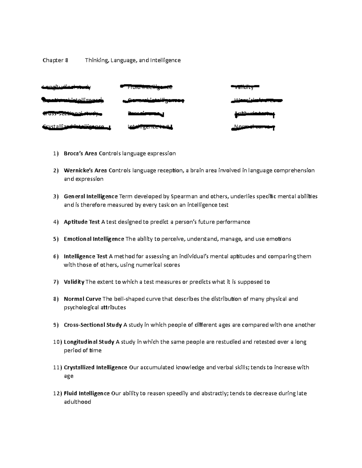 Chapter 8 Fill In the Blank - Chapter 8 Thinking, Language, and ...