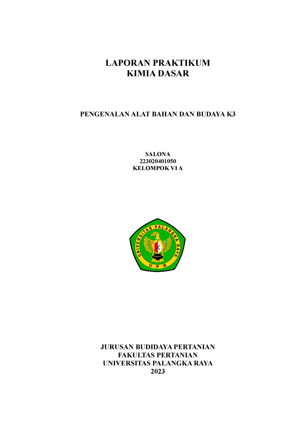 Format Laporan Materi 1 Kimdas - LAPORAN PRAKTIKUM KIMIA DASAR ...