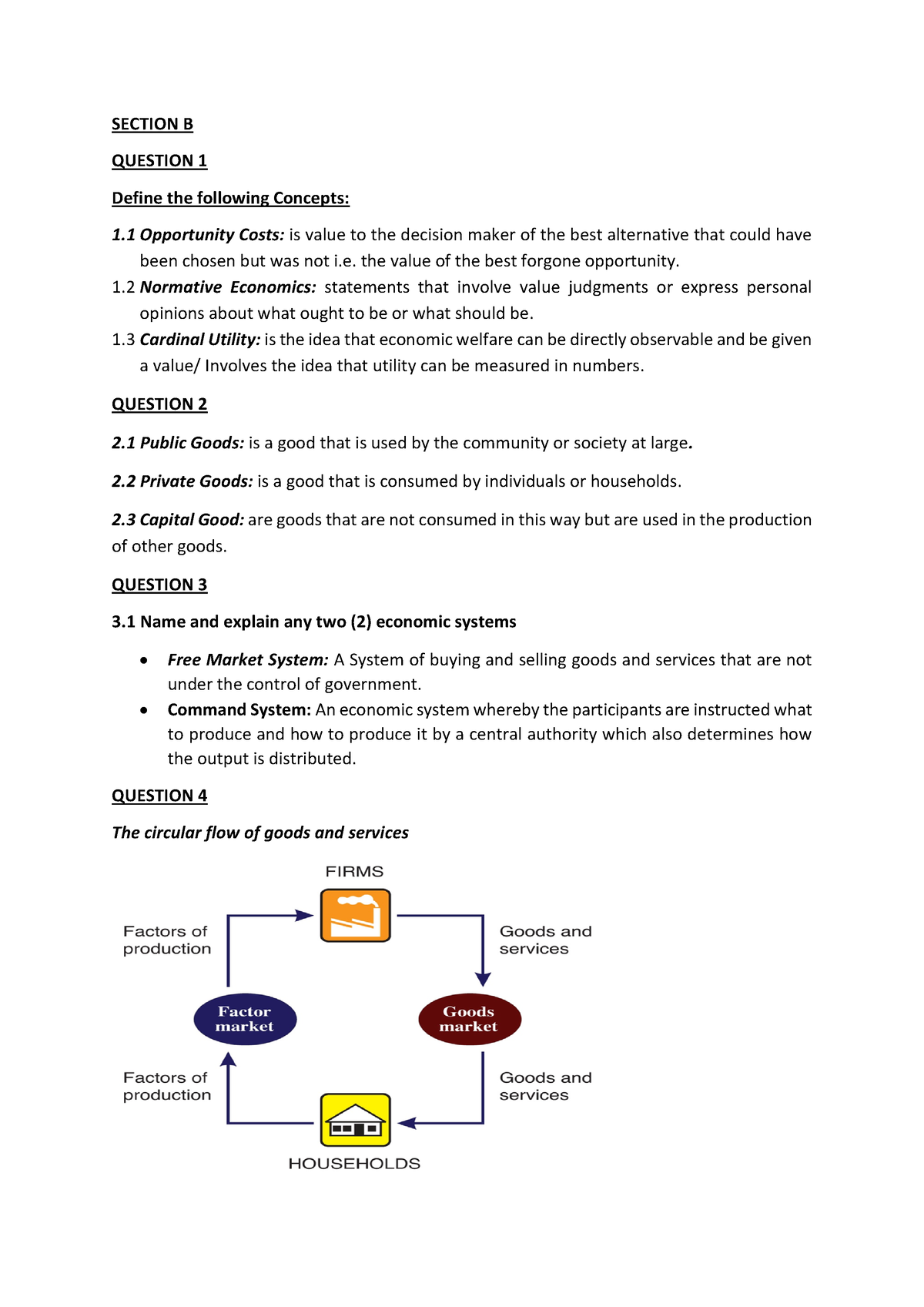 ECON 112 June 2019 Exam Memorandum - SECTION B QUESTION 1 Define The ...