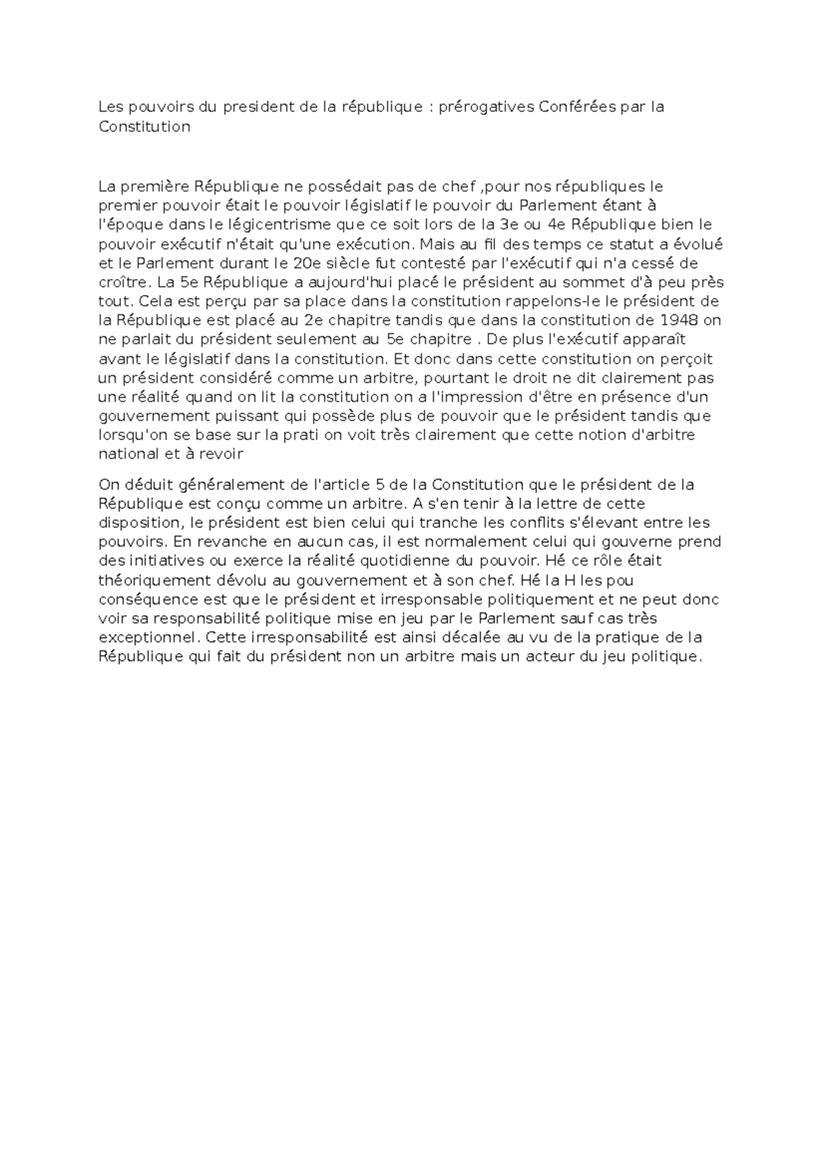 Les pouvoirs du president de la république resumer - Les pouvoirs du ...
