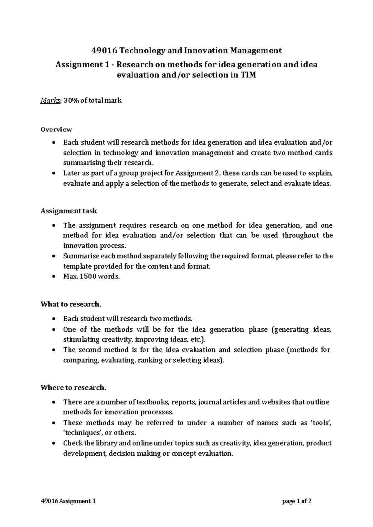 49016 Assignment 1 - good - 49016 Assignment 1 page 1 of 2 49016 ...