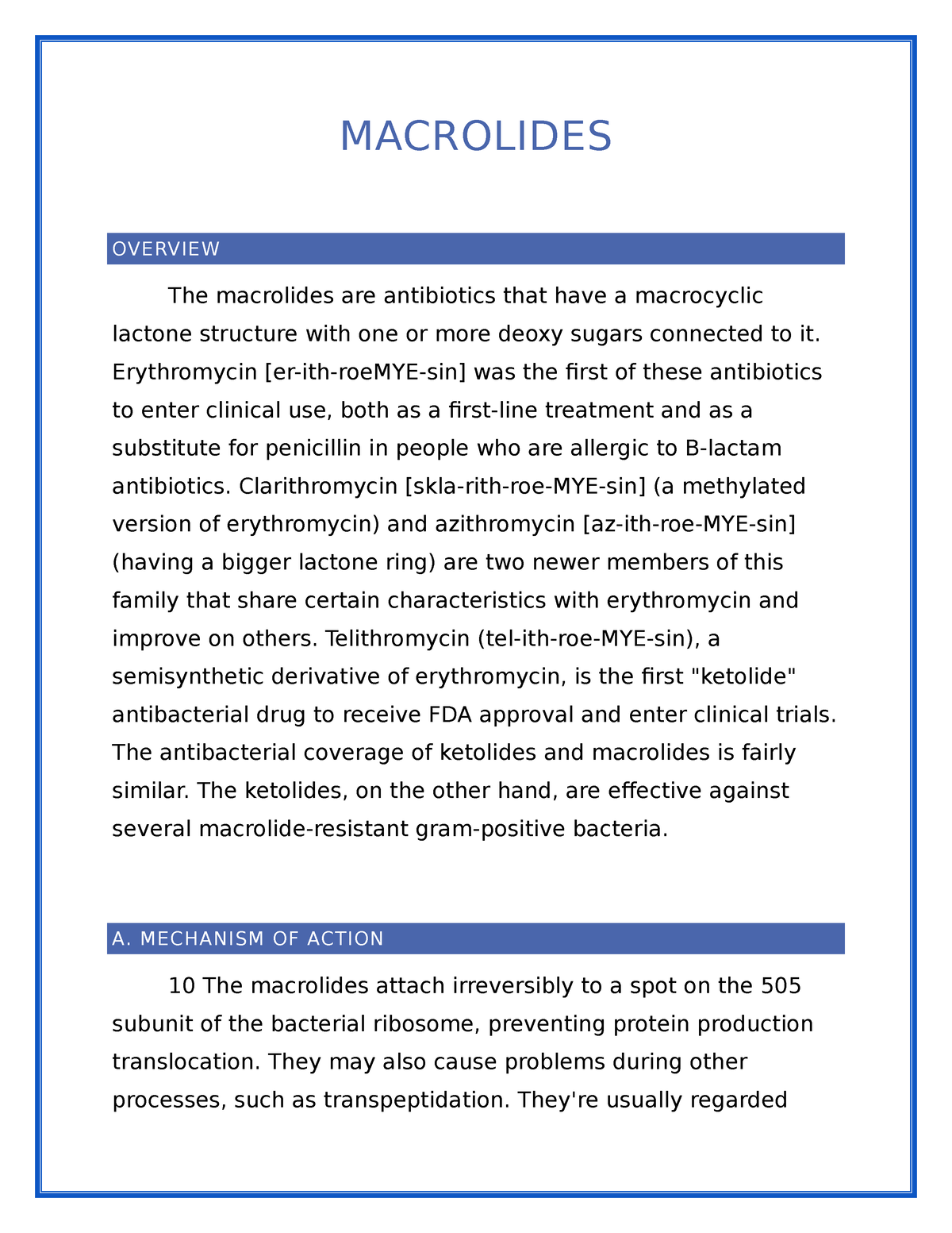 Brief NOTE ON Macrolides MACROLIDES OVERVIEW The Macrolides Are   Thumb 1200 1553 