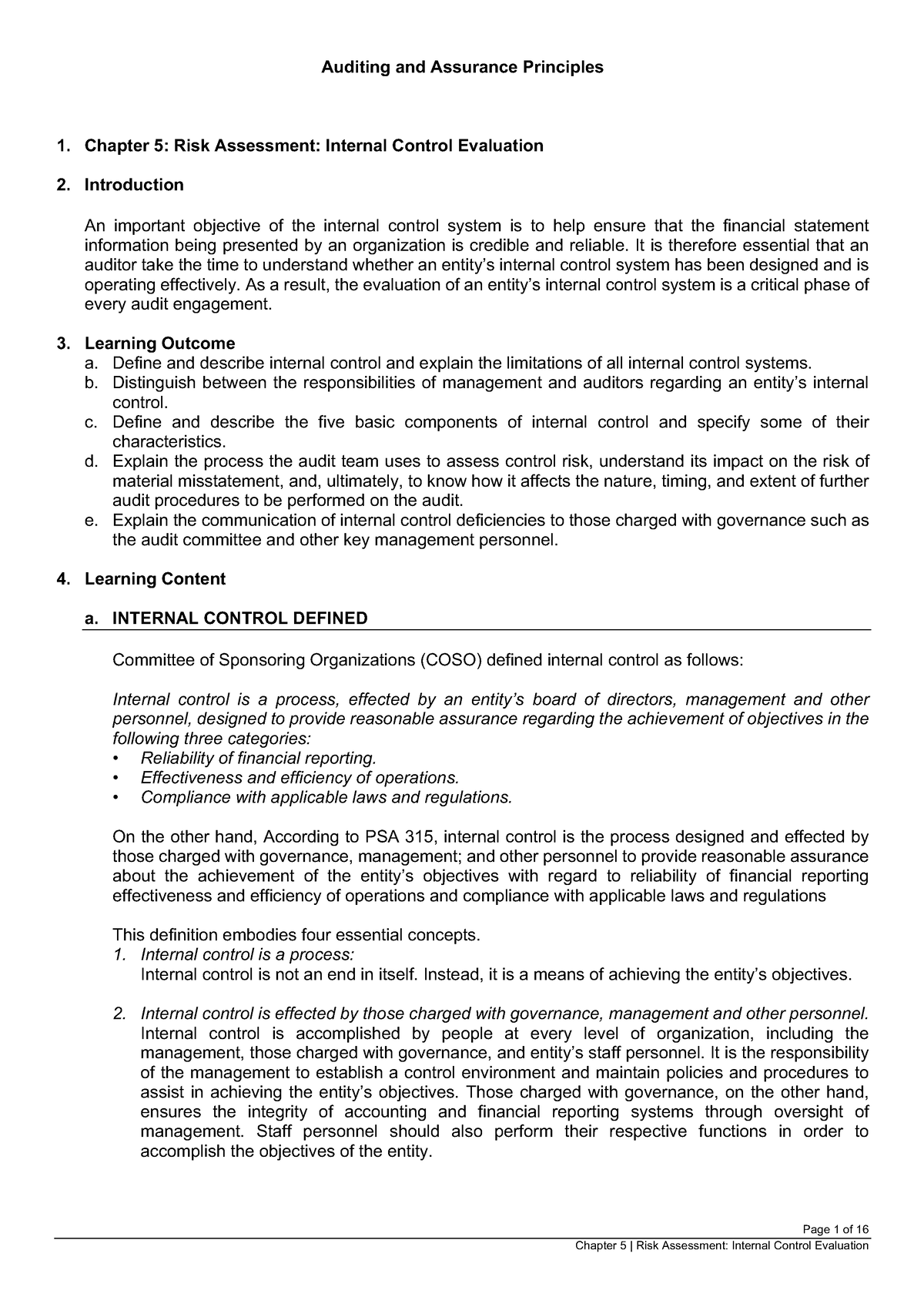 Audit-Theory Module Chapter-5 - Page 1 Of 16 Auditing And Assurance ...