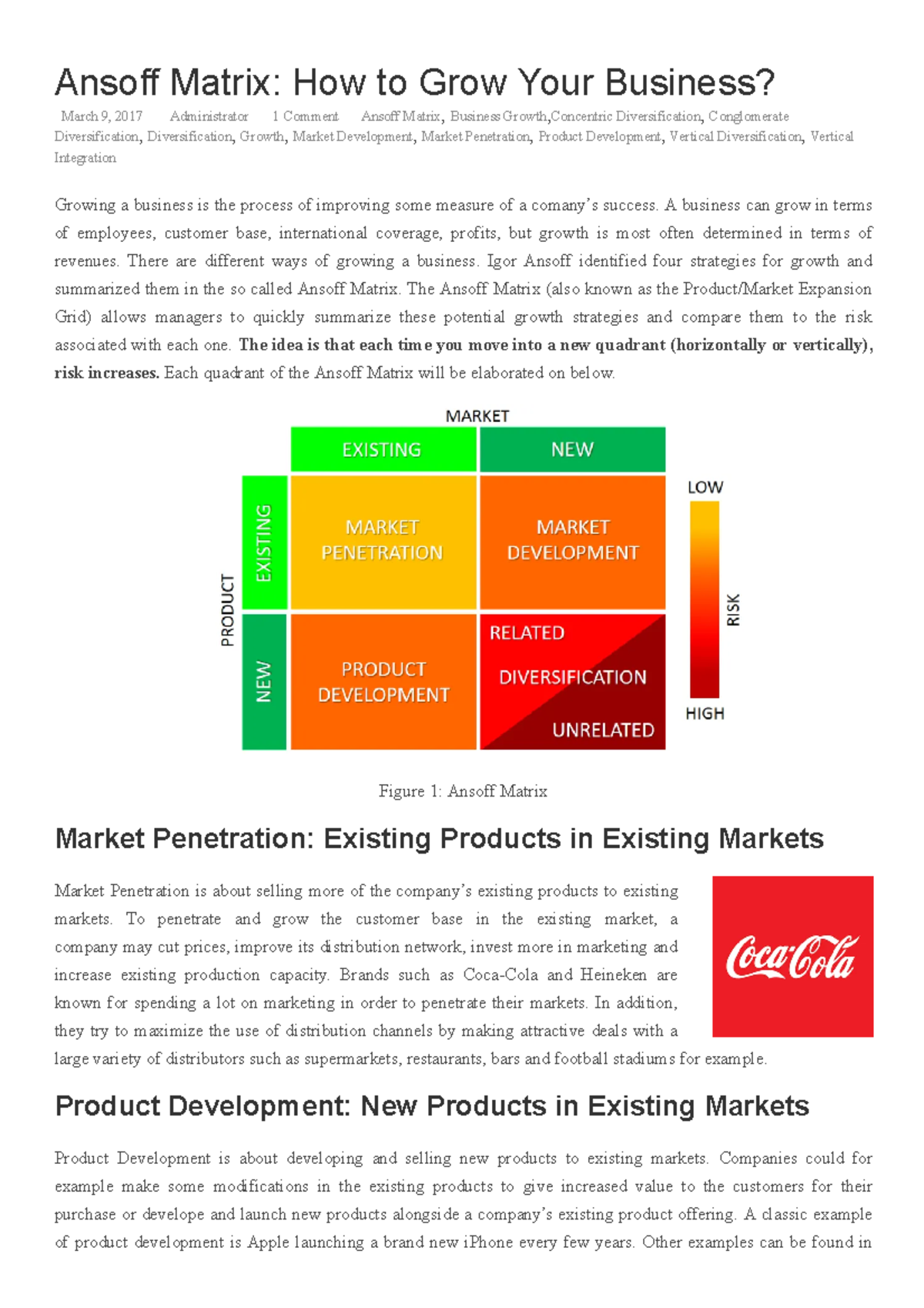 SM 2022-23 Topic 7 SC Tool - Ansoff Matrix - How To Grow Your Business ...