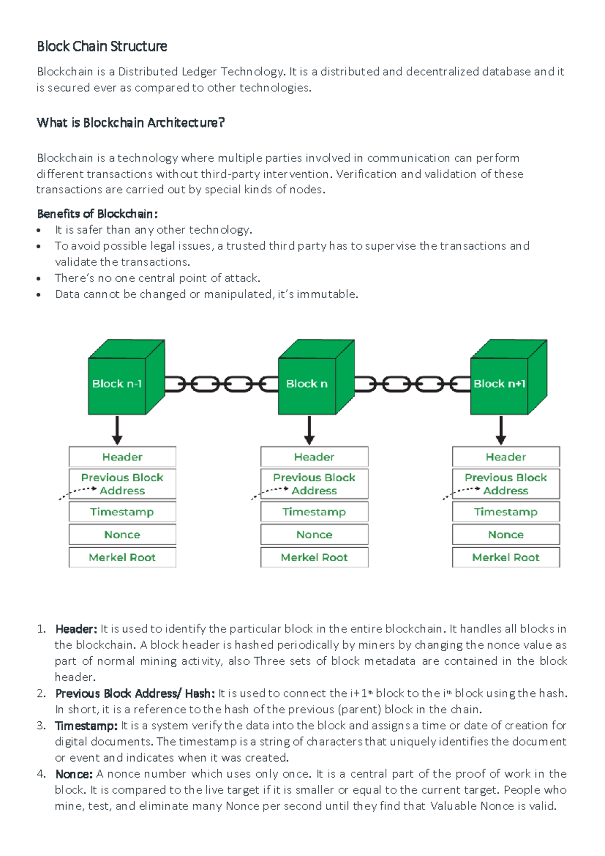 Basics of Blockchain - Block Chain Structure Blockchain is a ...