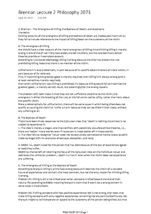 5. Philosophy 2073 Week 4 - The Mystery of Death and the idea that ...