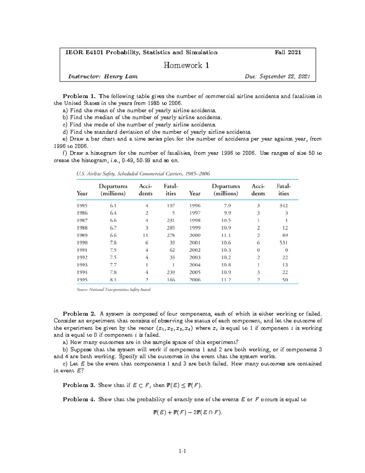 Creative Thinking & Problem Solving HW1 - IEOR E4101 Probability ...