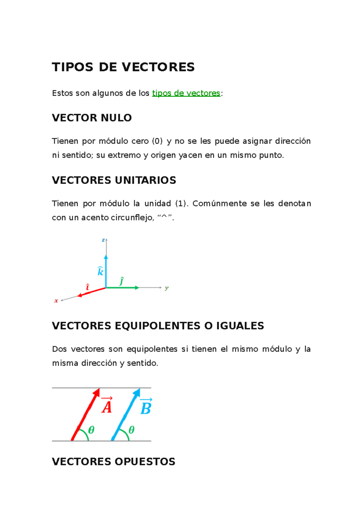Tipos De Vectores - TIPOS DE VECTORES Estos son algunos de los tipos de ...