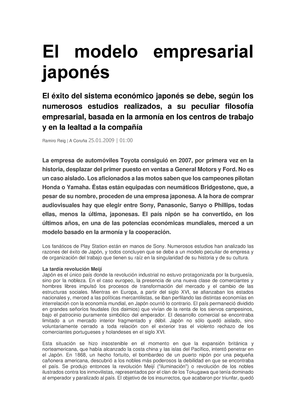 El modelo empresarial japonés - El modelo empresarial japonés El éxito del  sistema económico japonés - Studocu