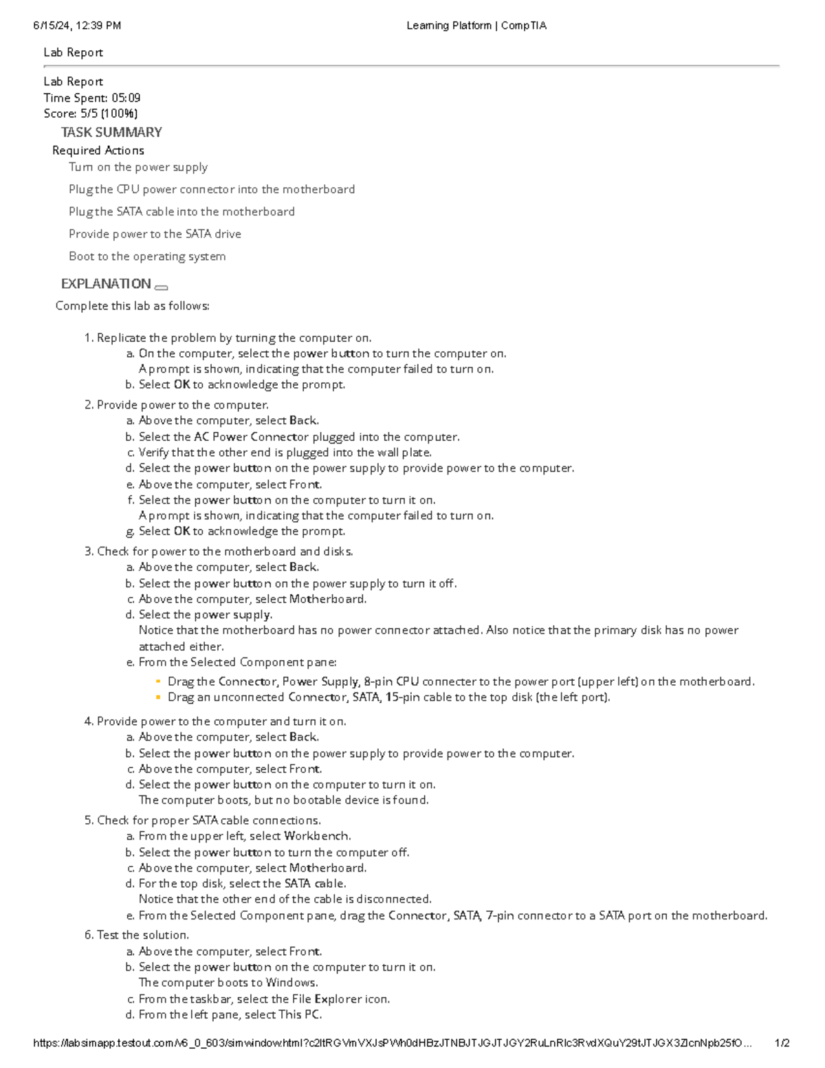 9.1.10 - Troubleshoot System Startup 2 (Simulation) - Lab Report Lab ...