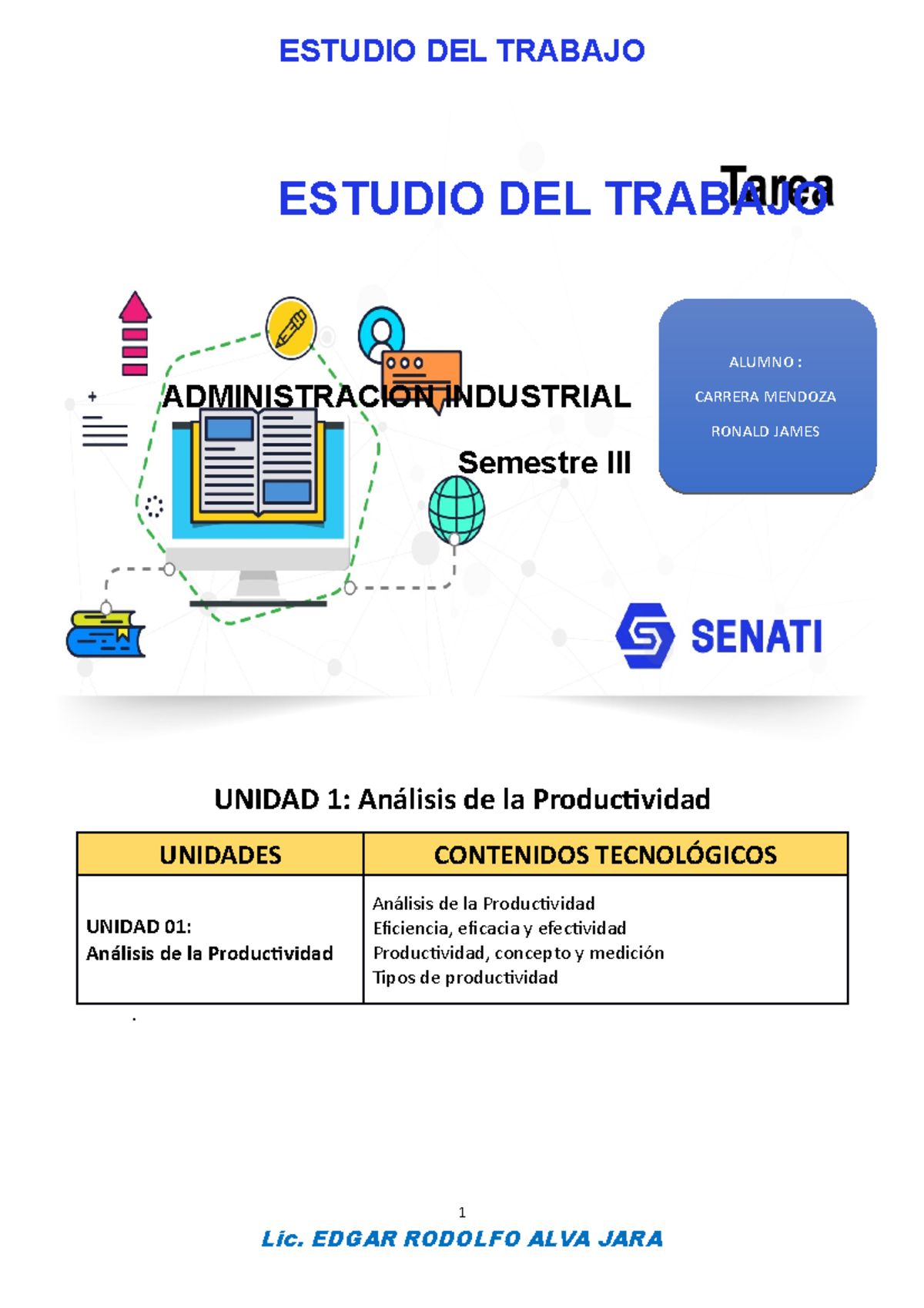 Actividad N°2 Análisis DE LA Productividad Completo - ESTUDIO DEL ...