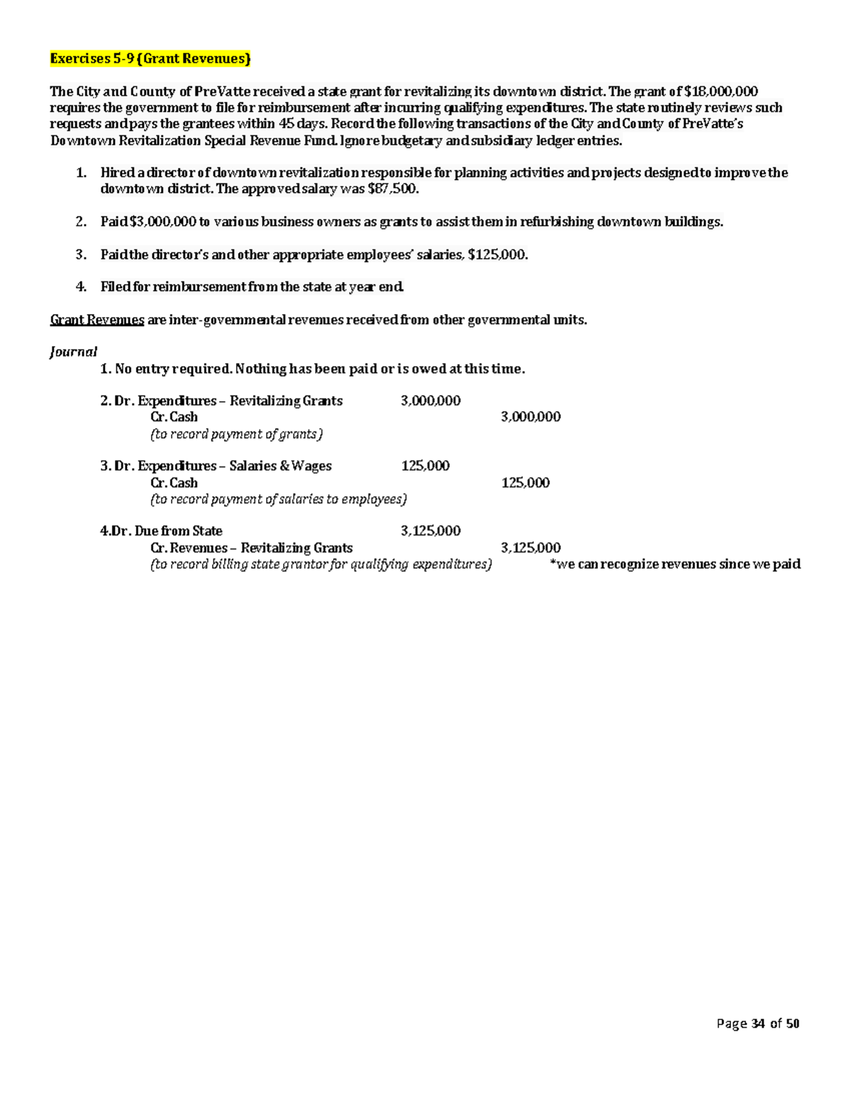 59 Government Accounting Page 34 of 50 Exercises 59 (Grant