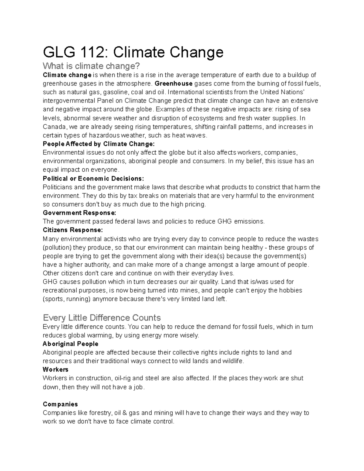 Overview Global Warming Lesson - GLG 112: Climate Change What is ...