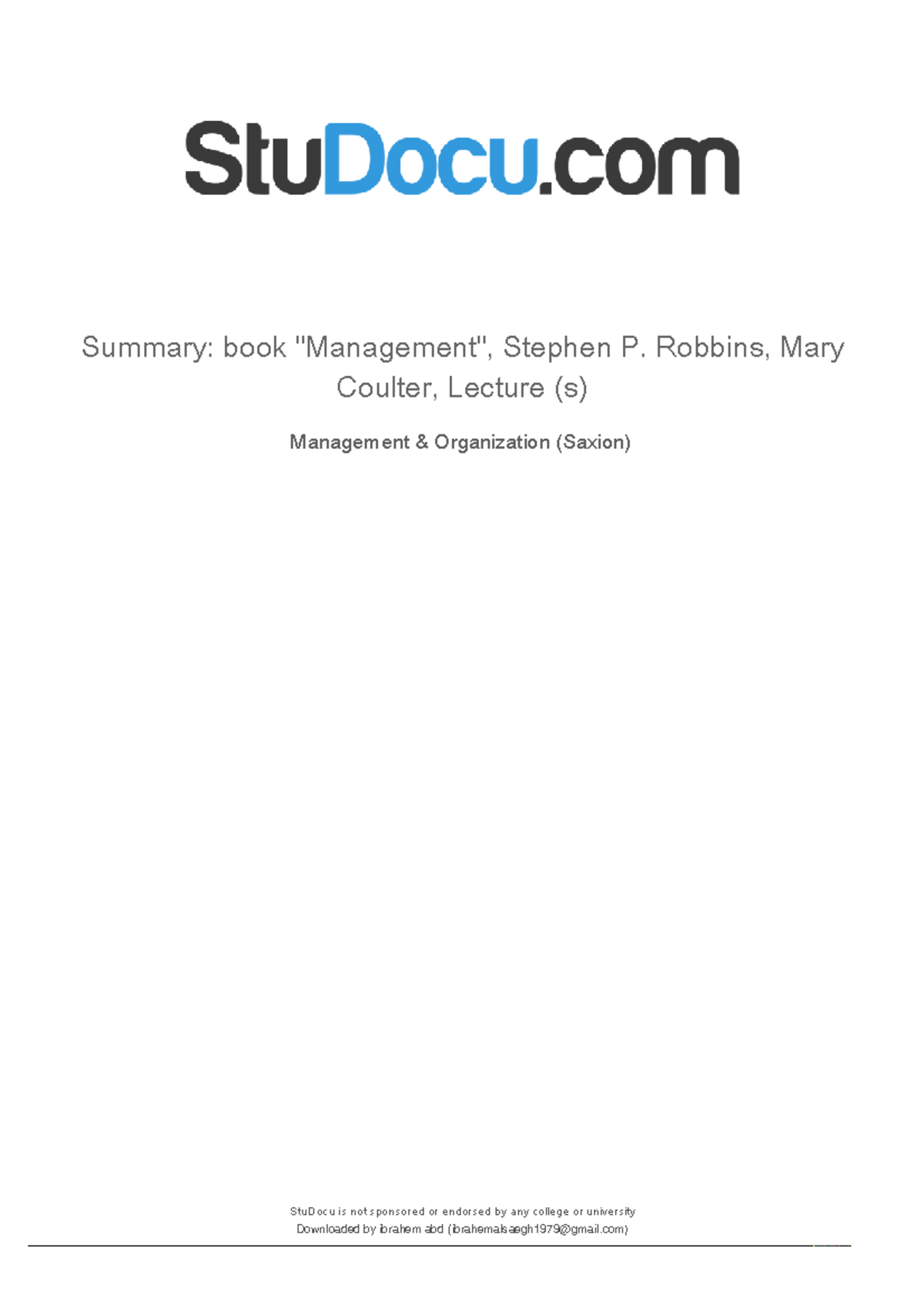 Summary-book-management-stephen-p-robbins-mary-coulter-lecture-s 