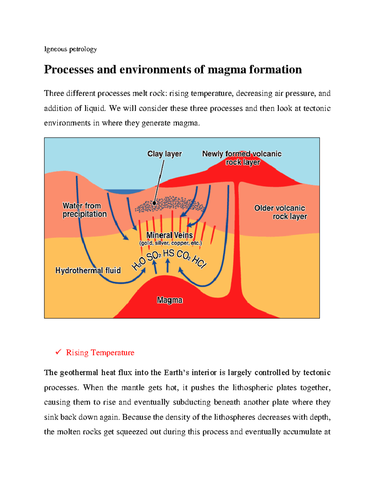 Processes and environments of magma formation - Igneous Petrology - StuDocu