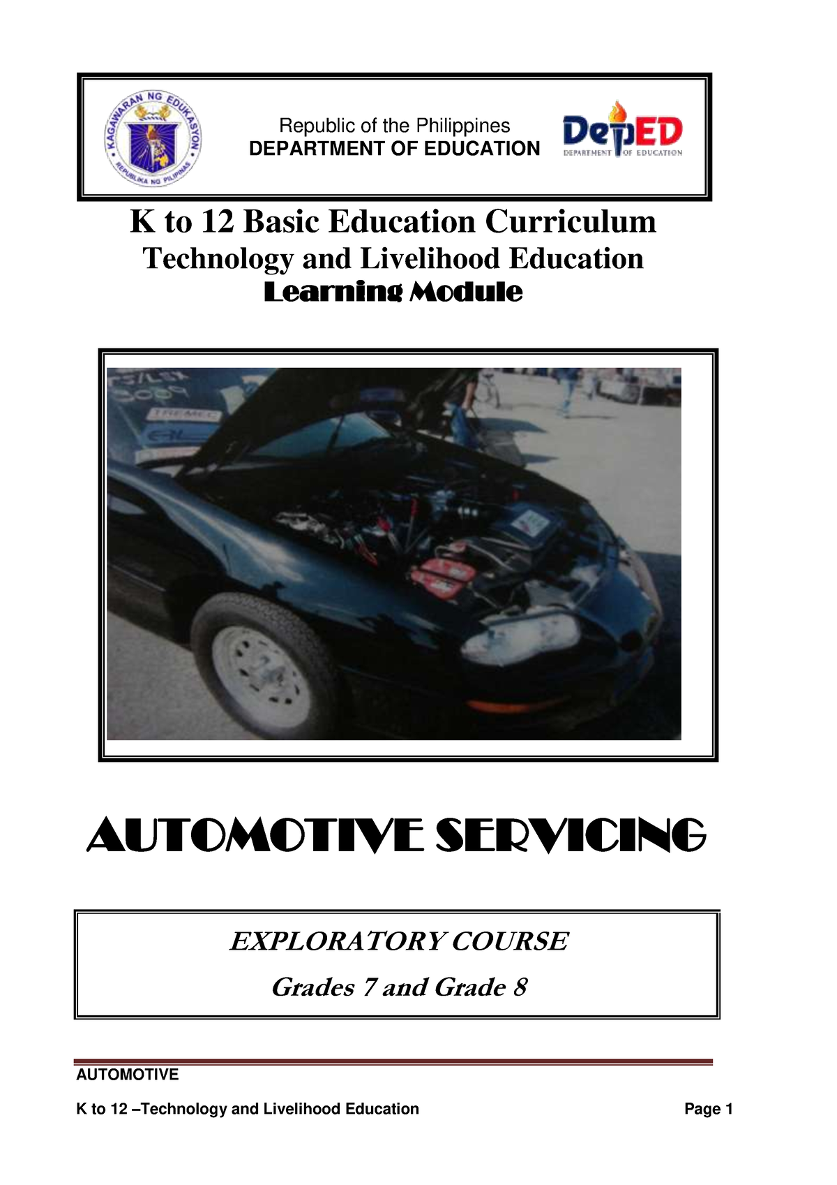 K to 12 automotive learning module - AUTOMOTIVE K to 12 – Technology ...