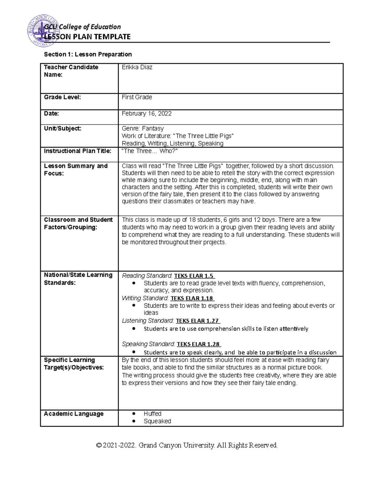 Ece-350 T3 Formative Assessment And Summative Assessment - Lesson Plan 