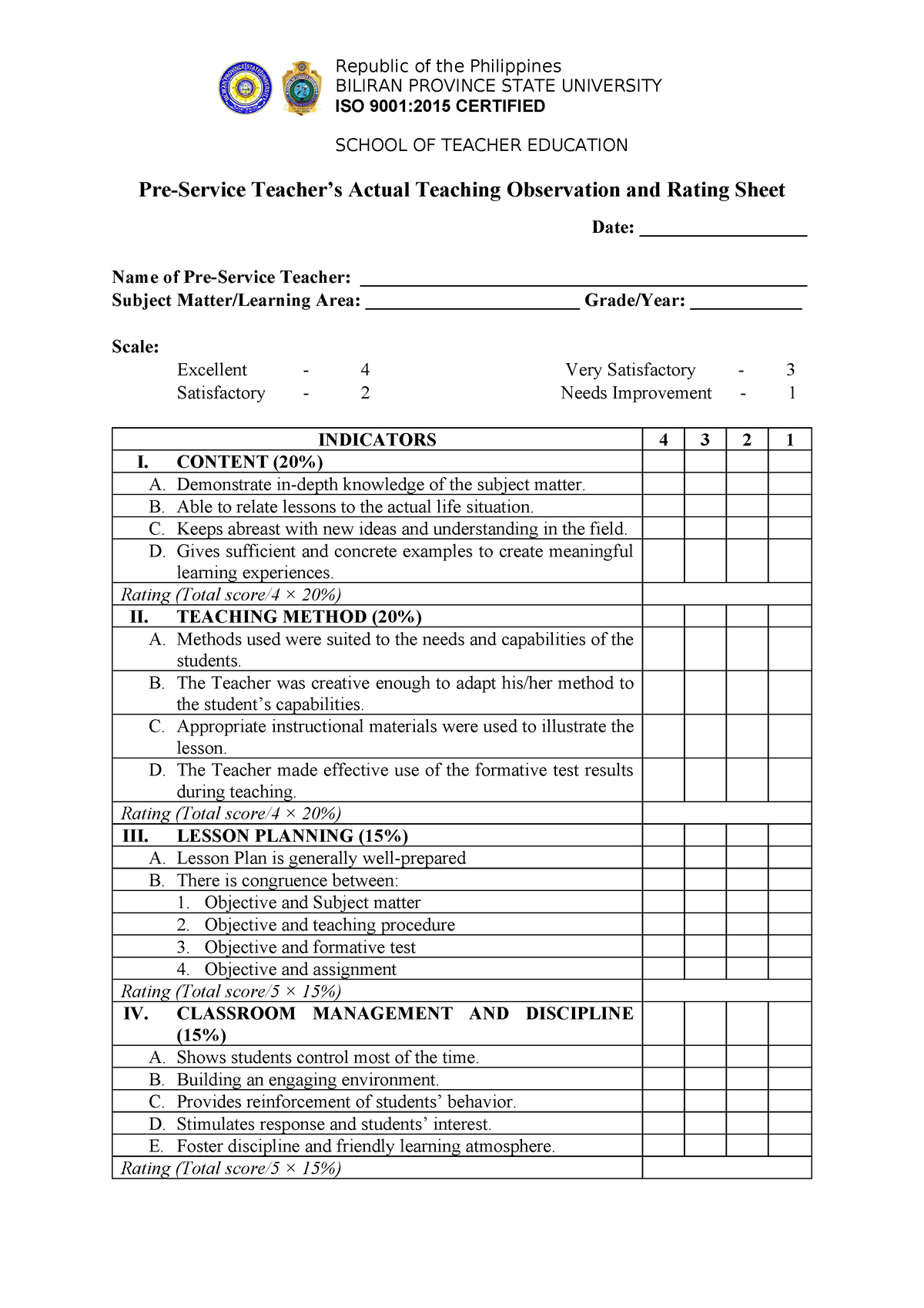 Rating-sheet 091005 - Republic of the Philippines BILIRAN PROVINCE ...