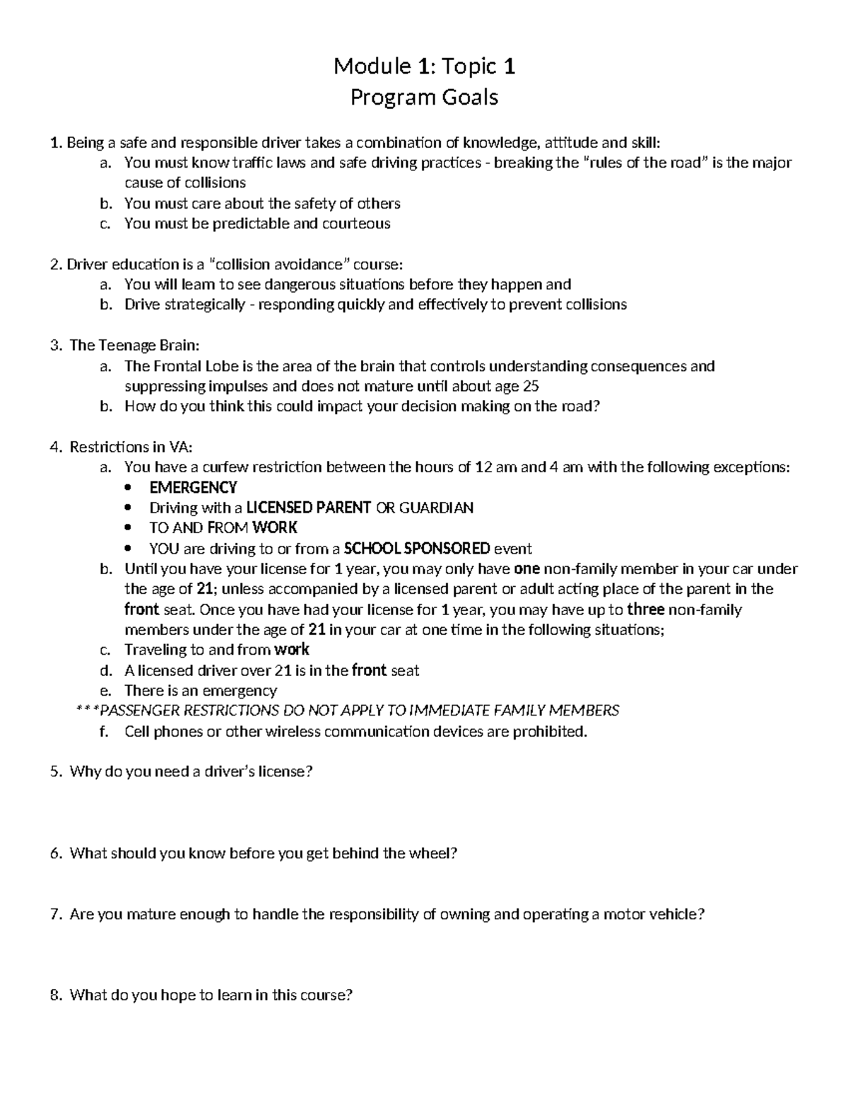 Module 1 Teacher Workbook Answers Final Module 1 Topic 1 Program