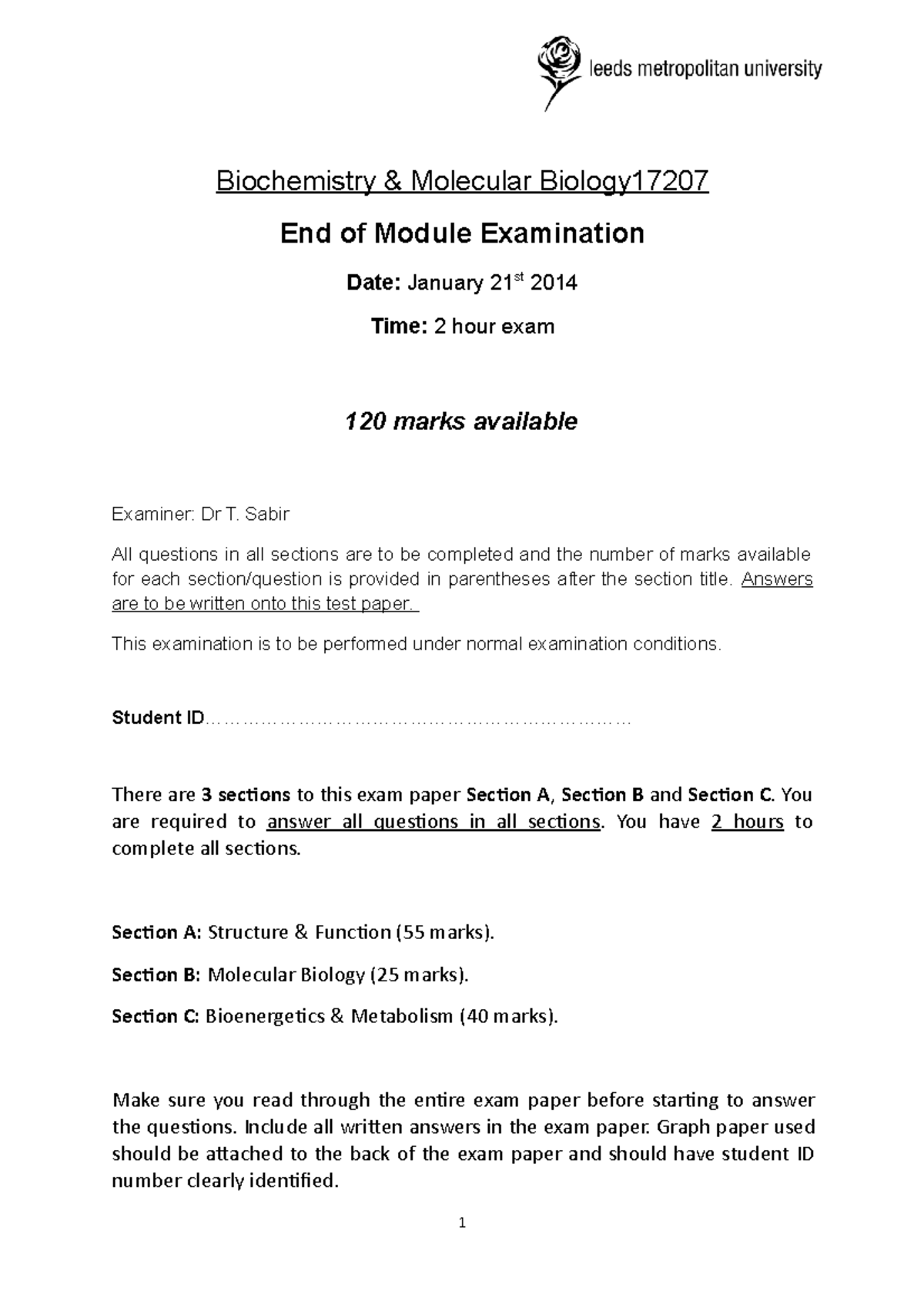 Biochemistry and molecular biology 2014 Biochemistry & Molecular