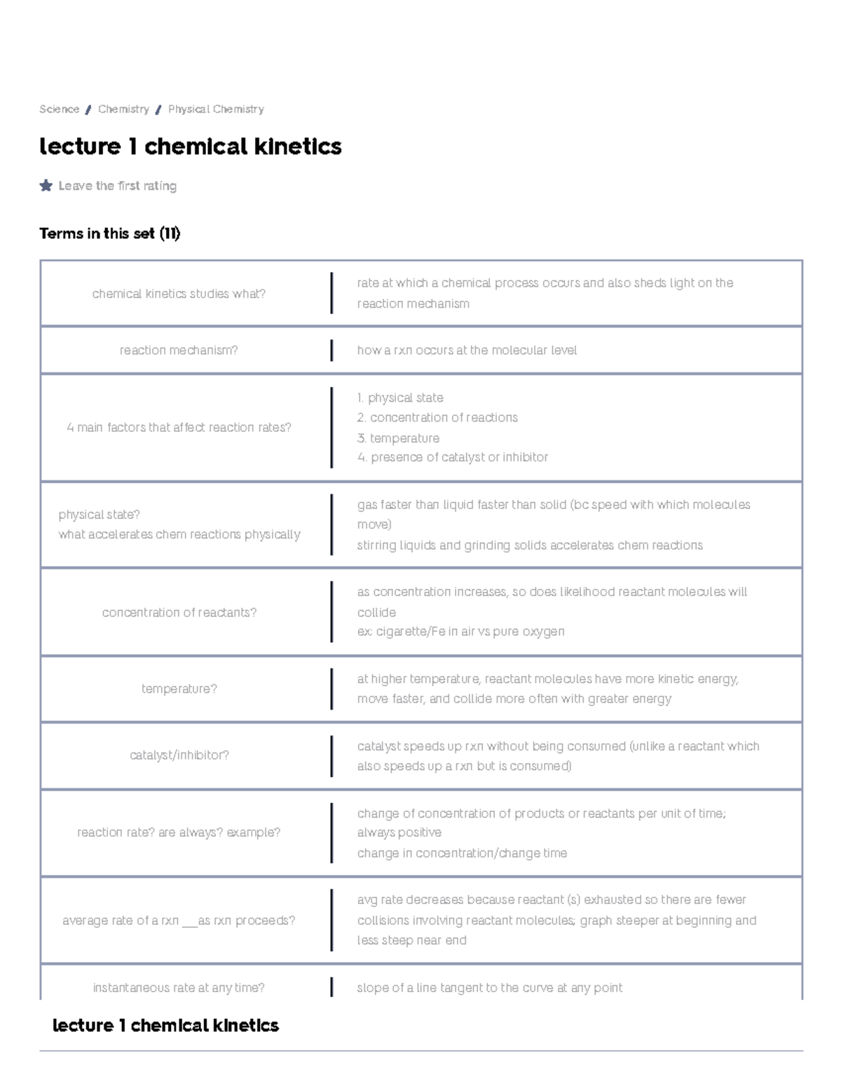 Lecture 1 chemical kinetics Flashcards - lecture 1 chemical kinetics ...