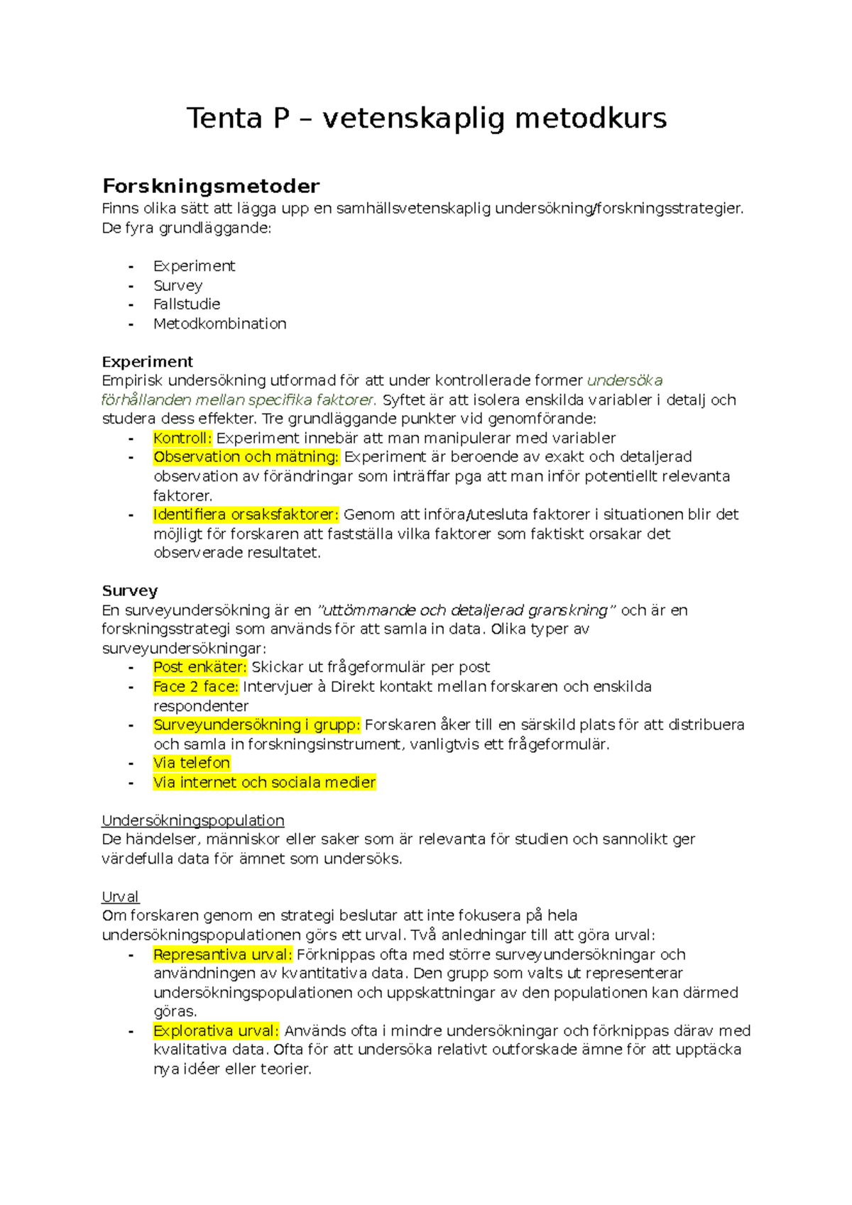 Tenta P - Vetenskaplig Metodkurs - Tenta P – Vetenskaplig Metodkurs ...