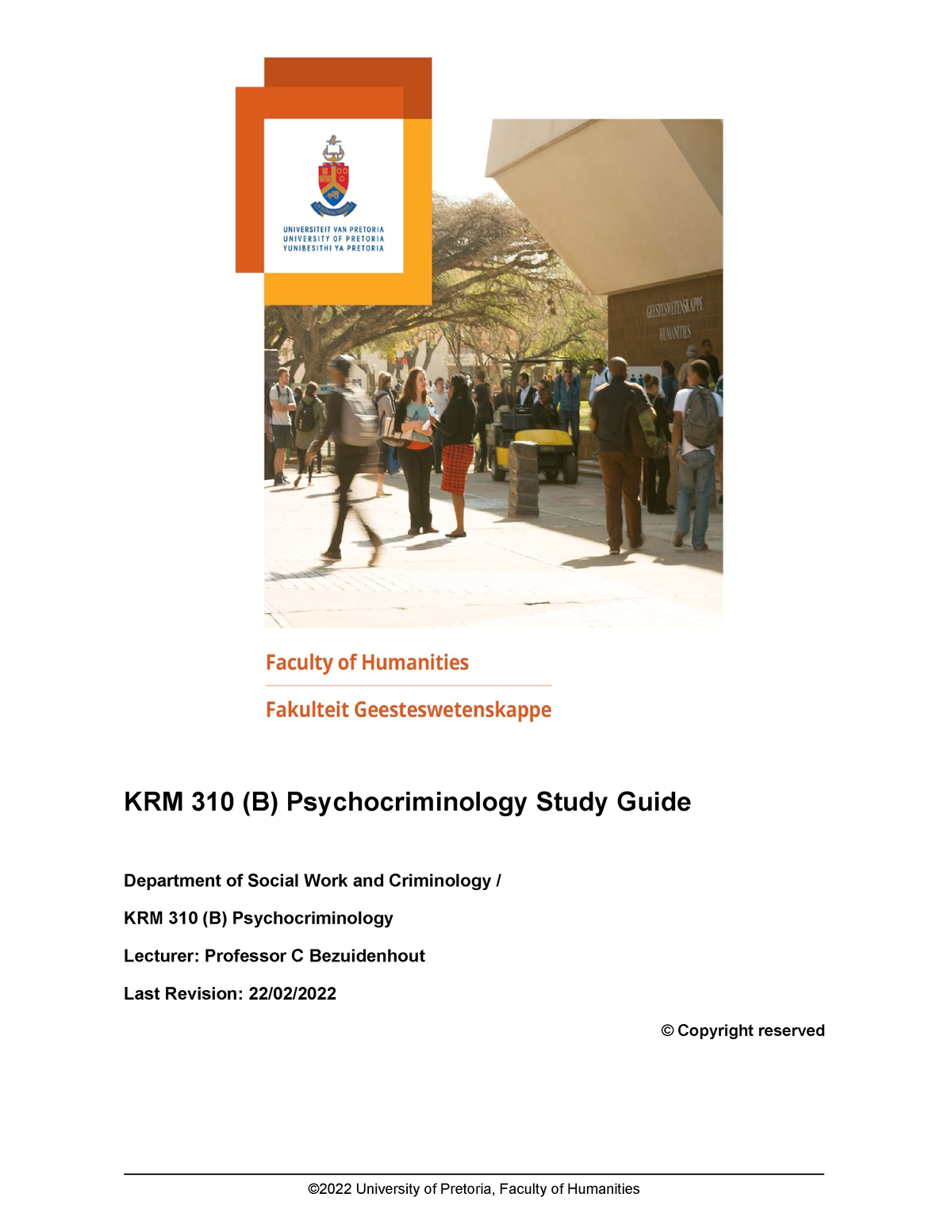 KRM 310 (B) Study Guide 2022 Final - ©2022 University Of Pretoria ...