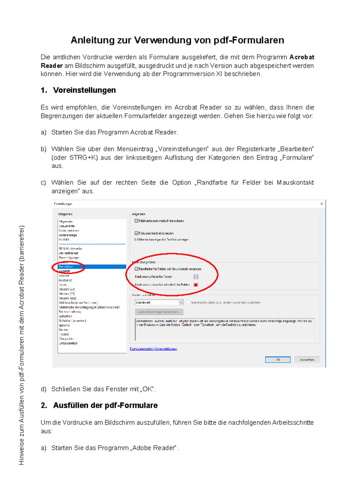 Anleitung Zum Ausfllen Von Pdf-Formularen Barrierefrei - Hinweise Zum ...