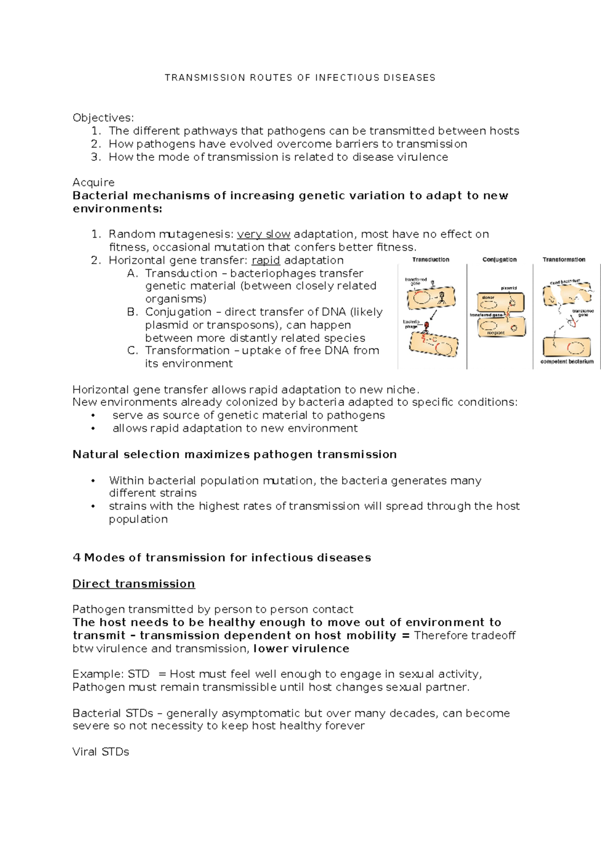 Transmission Routes of Infectious Diseases - Garrod Lecture - T R A N S ...