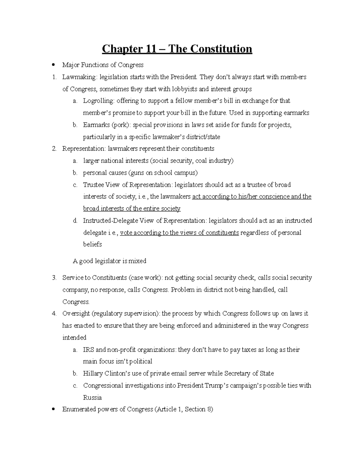 Chapter 11 Lecture notes 4 Chapter 11 The Constitution Major