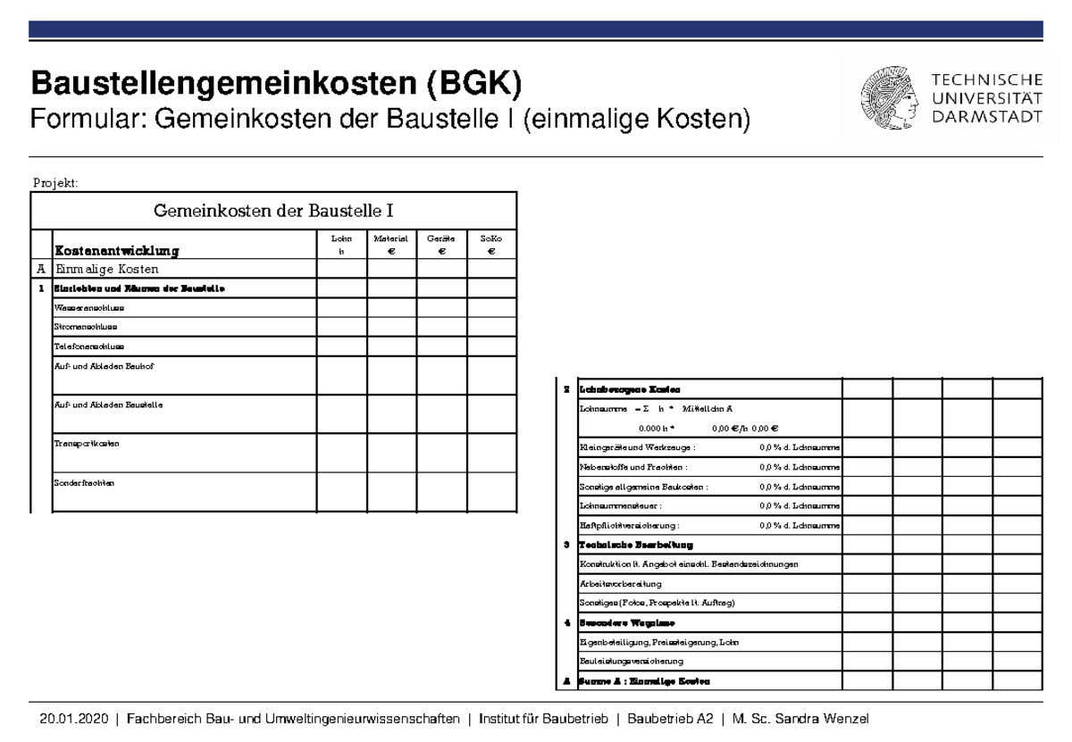Bau Bg Kosten