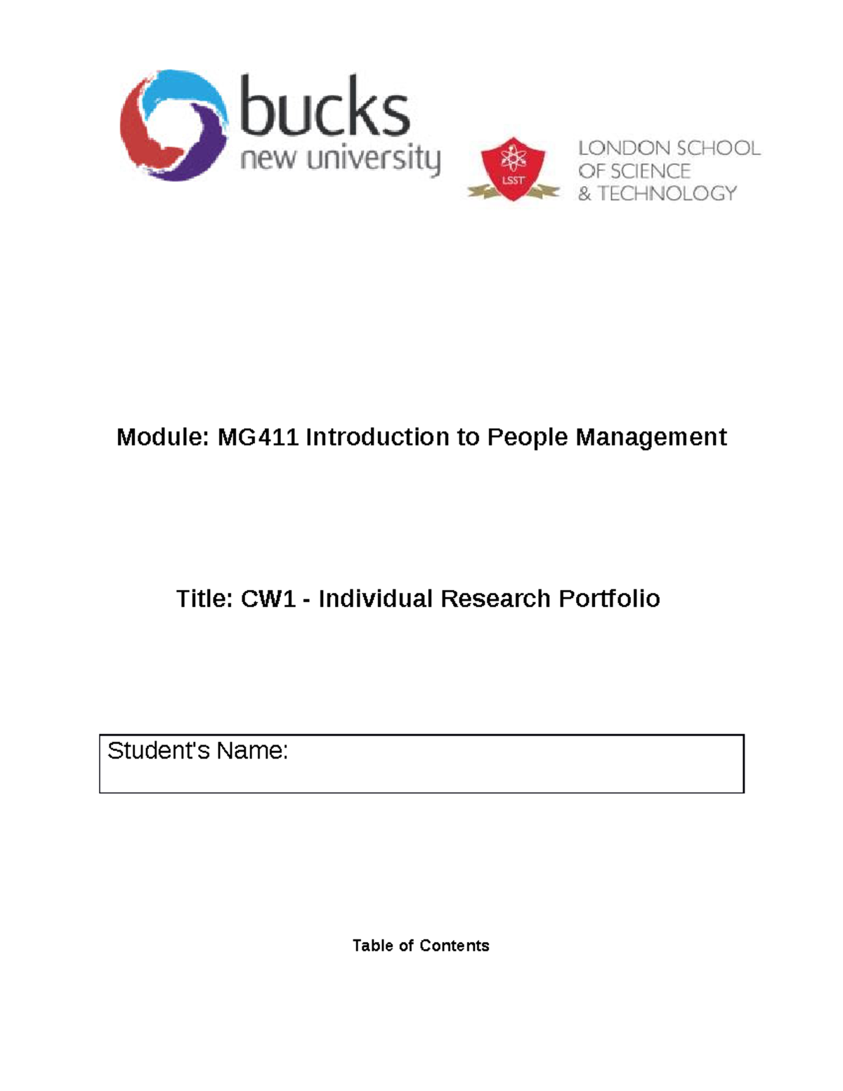 CW1 MG411for upload - Check - Module: MG411 Introduction to People ...