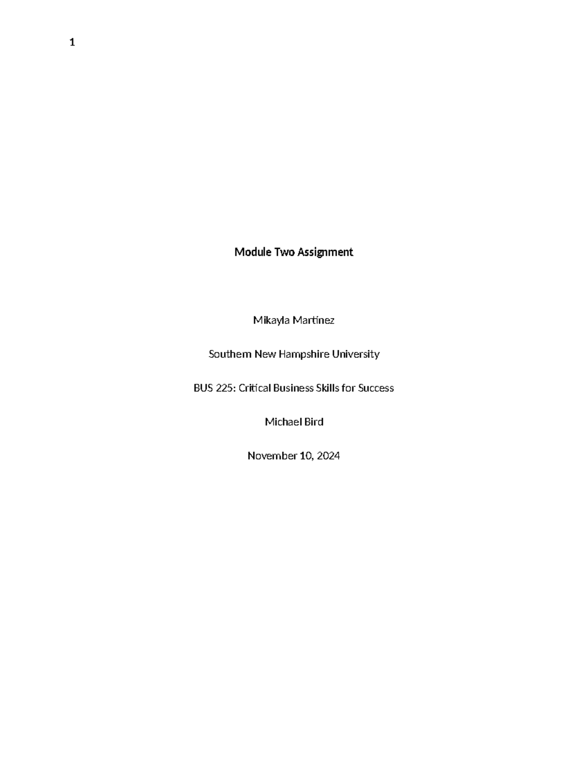 BUS225 Module Two Assignment - Module Two Assignment Mikayla Martinez ...