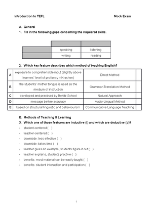 Introduction To TEFL Key Competences I - Key Competences I Skill Vs ...