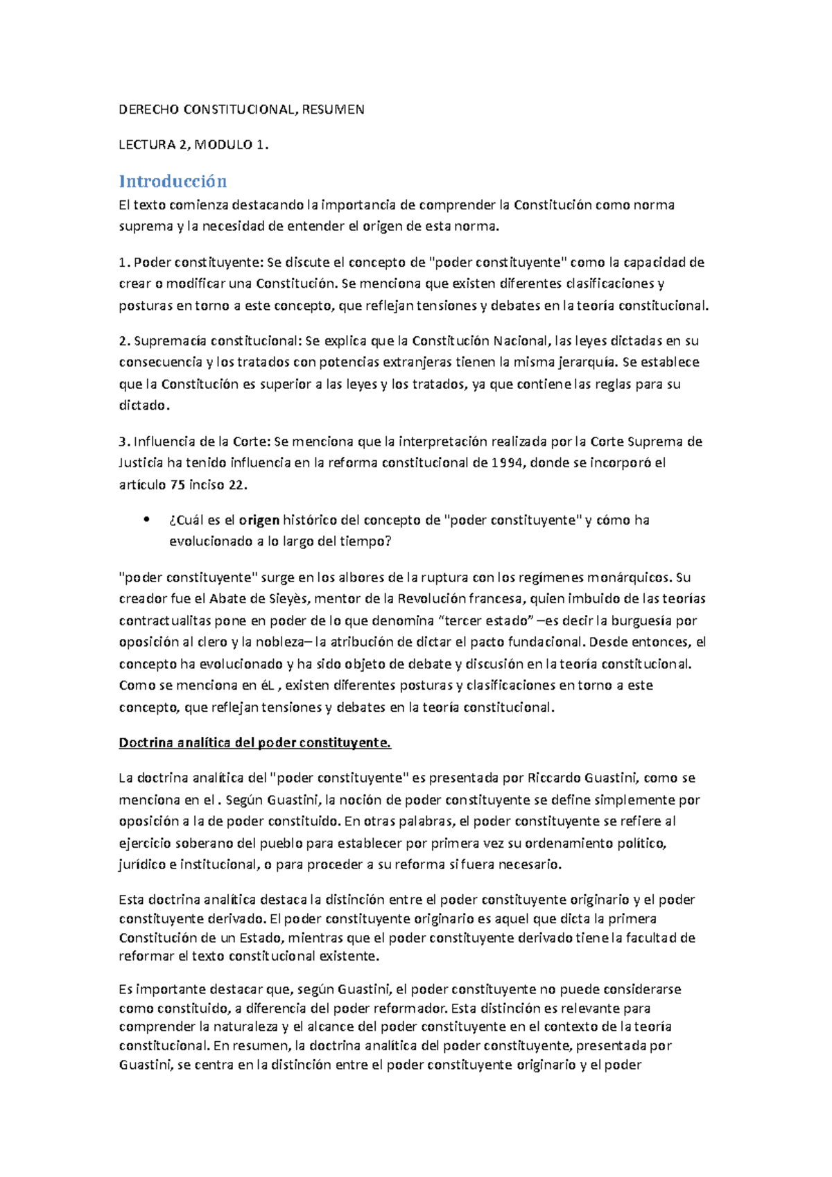 Derecho Constitucional Resumen Derecho Constitucional Resumen Lectura 2 Modulo 1