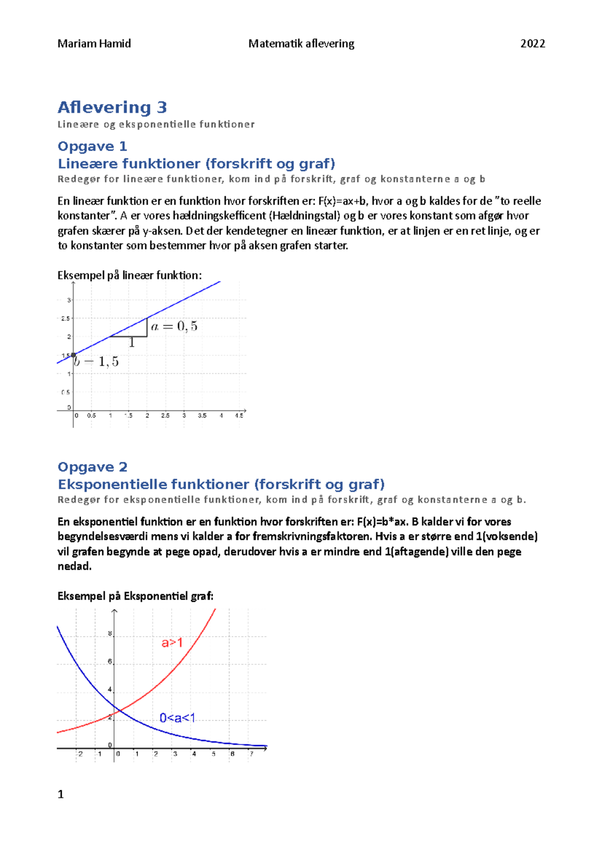 Aflevering 3 Matematik 1 - Aflevering 3 Lineære Og Eksponentielle ...