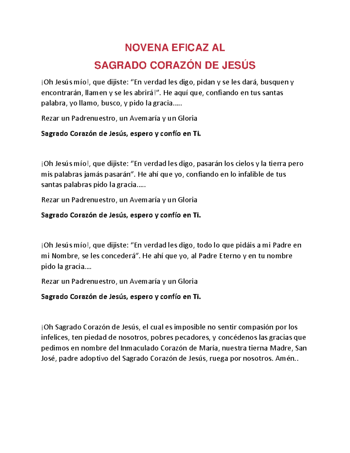 Novena Sacred Heart Spanish - NOVENA EFICAZ AL SAGRADO CORAZÓN DE JESÚS ...
