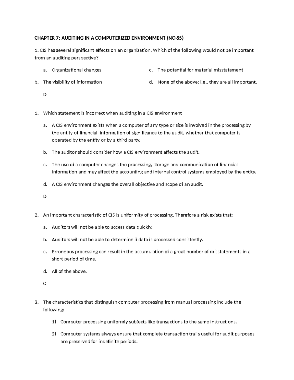 Chapter-7-salosagcol ans key - CHAPTER 7: AUDITING IN A COMPUTERIZED ...