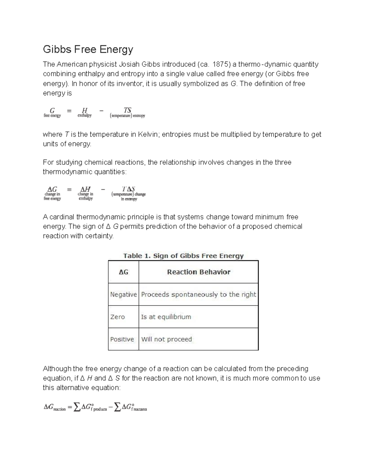 Gibbs Free Energy - Lecture Notes 7 - Gibbs Free Energy The American ...